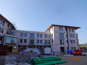 Baufortschritt im August 2015 - Rohbau und Rohinstallationen sowie Fenstereinbau